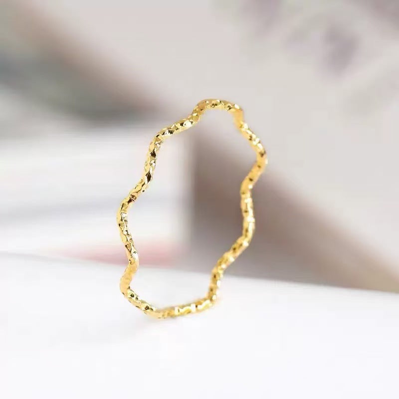 Ring With A Herringbone Pattern Knuckle Ring For The Index Finger Plain Band Plated