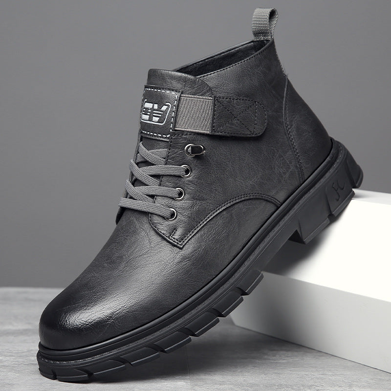 Mens Fleece-lined Insulated Non-slip High-top Cotton Shoes