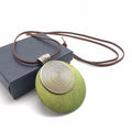 Womens Cotton And Linen Accessories, Simple Wooden Circle Alloy Long Necklace