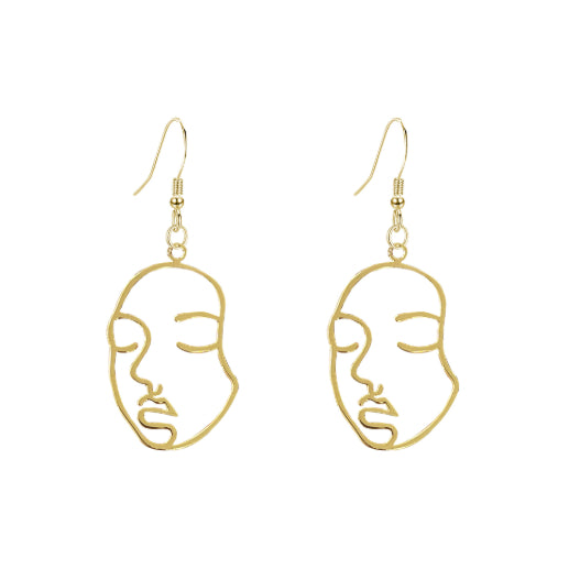 Personalized Metal Hollow-Out Face Earrings