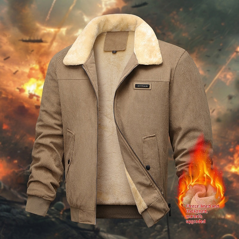 Mens Fleece-Lined Work Jacket Casual Style