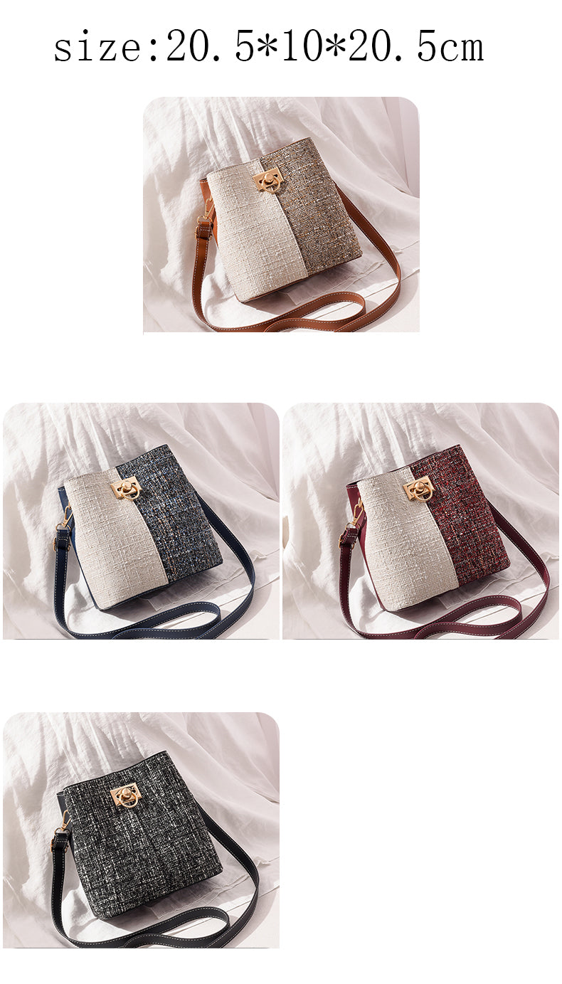 New Fashion Texture Bucket Bag - Foreign Gas Large Capacity Single Shoulder Diagonally Slant Color Bucket Bag