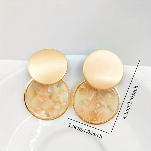 1 Pair Elegant & Stylish Color-Block Stone Pattern Stud Earrings, Minimalist & Luxurious, Perfect For Women's Holidays, Banquets & Gifting