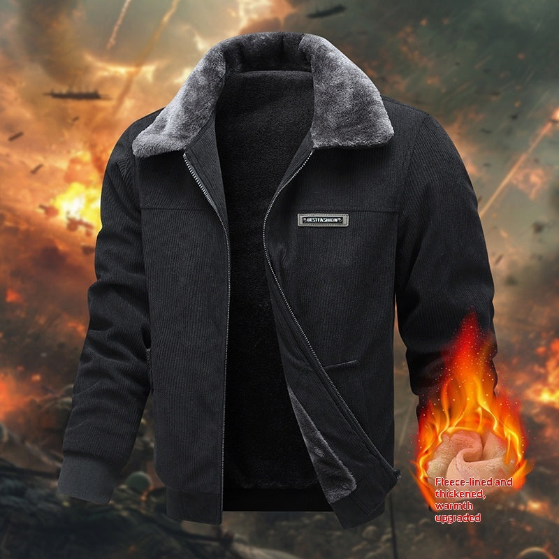 Mens Fleece-Lined Work Jacket Casual Style