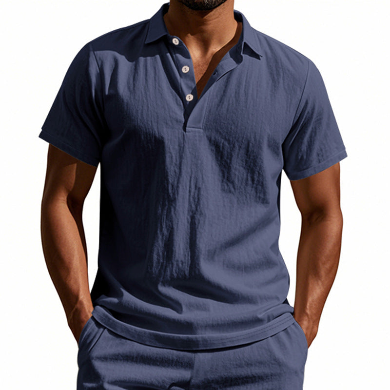Breathable Linen Casual Short-Sleeve Polo Shirt