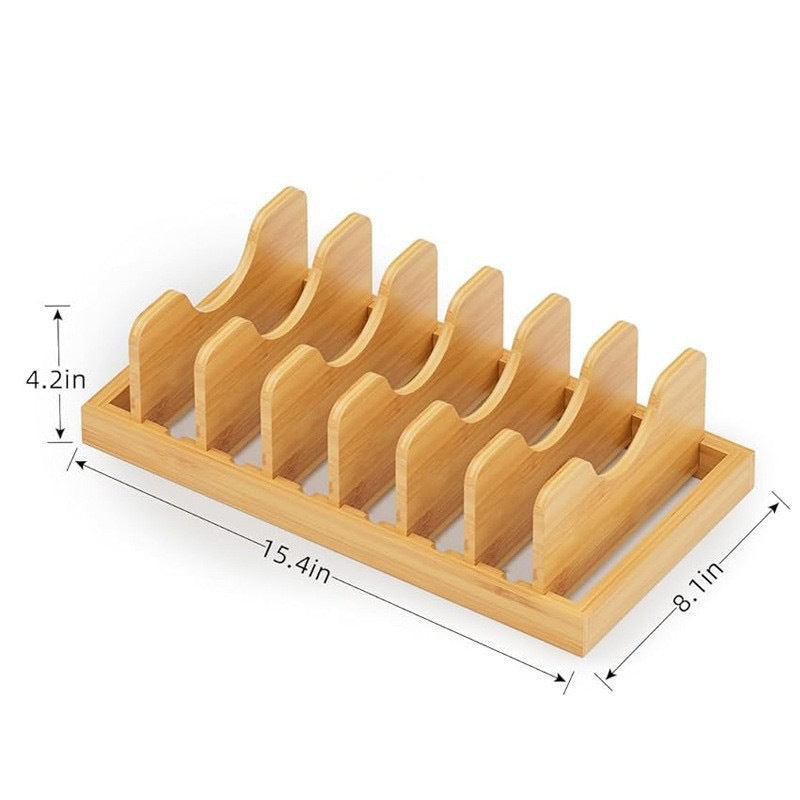 Wooden Bowl And Pot Lid Organizer