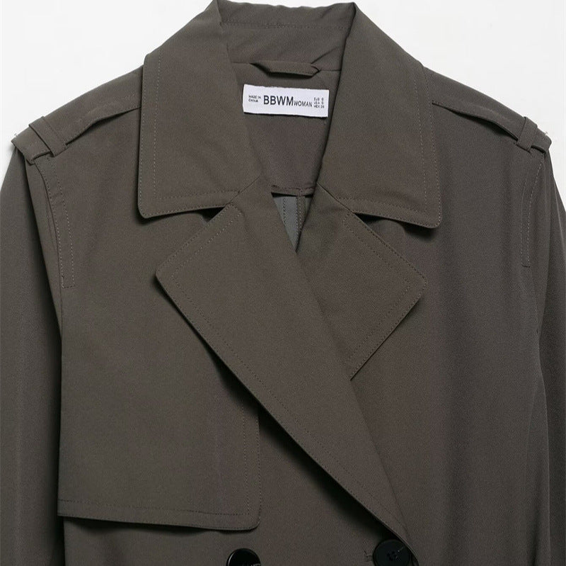 Temperament Women's Hydrophobic Windproof Double Breasted Trench Coat