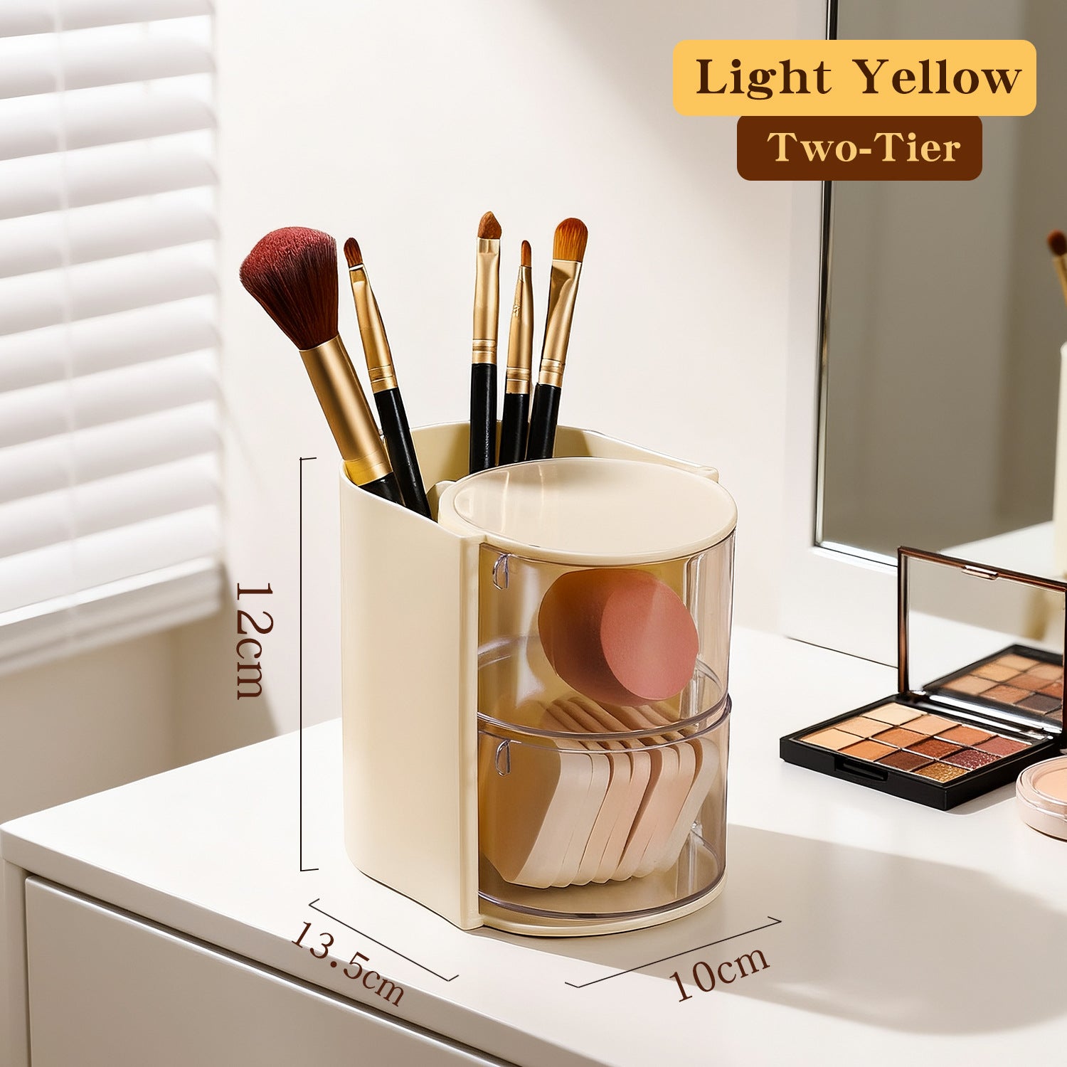 Solid-color Minimalist Multi-tier Rotating Cosmetic Organizer