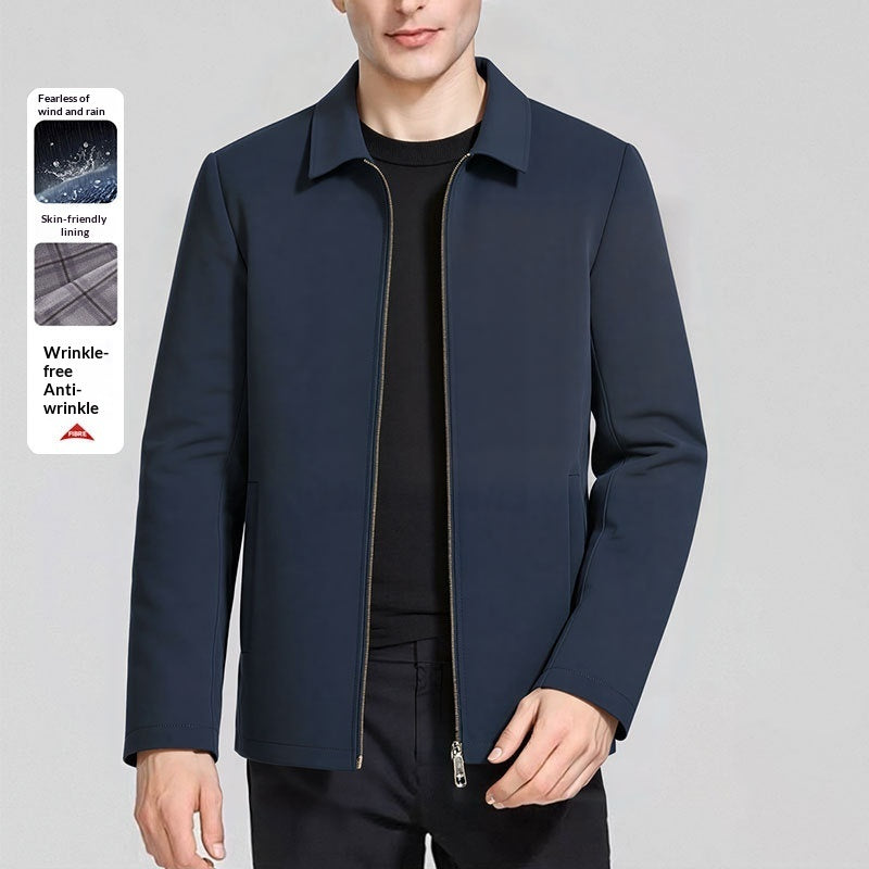 Business-casual Wrinkle-free Solid-color Versatile Mens Jacket